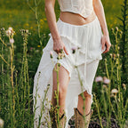 Airy Chiffon Skirt with Voluminous Ruffle Hem