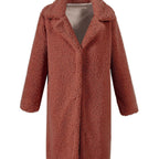 Women's Fluffy Boucle Coat with Elegant Lapel and Wide Cut