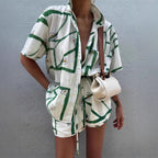 Women's Short Romper with Floral Pattern and Loose Cut