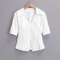 Women's Blouse with Elegant Cut and Pocket Detail