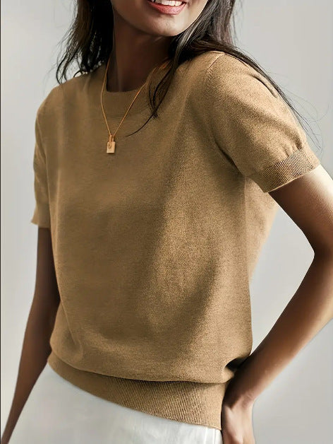 Women's Short-Sleeve Fine Knit Sweater