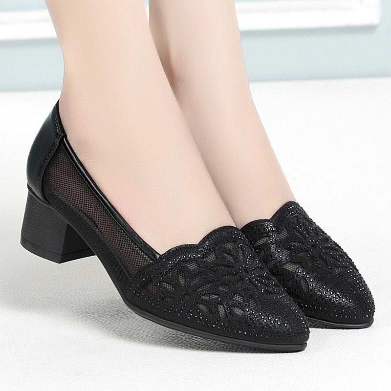 Women's Floral Ballet Flats with Mesh