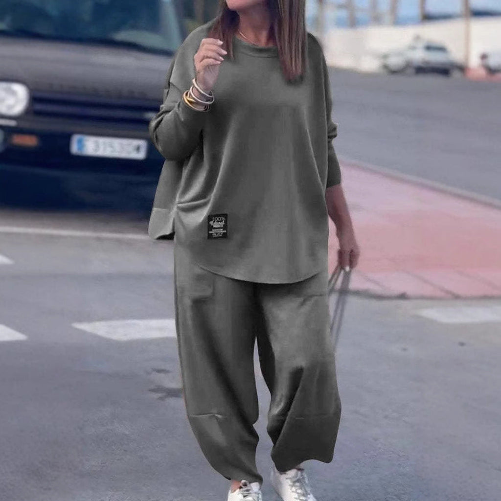 Casual Lounge Set with Wide Pants and Comfortable Top
