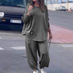 Casual Lounge Set with Wide Pants and Comfortable Top