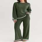 Women's Lounge Set with Wide Cut and Contrast Cuffs