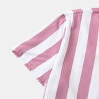 Women's Short-Sleeve Blouse with Modern Striped Design
