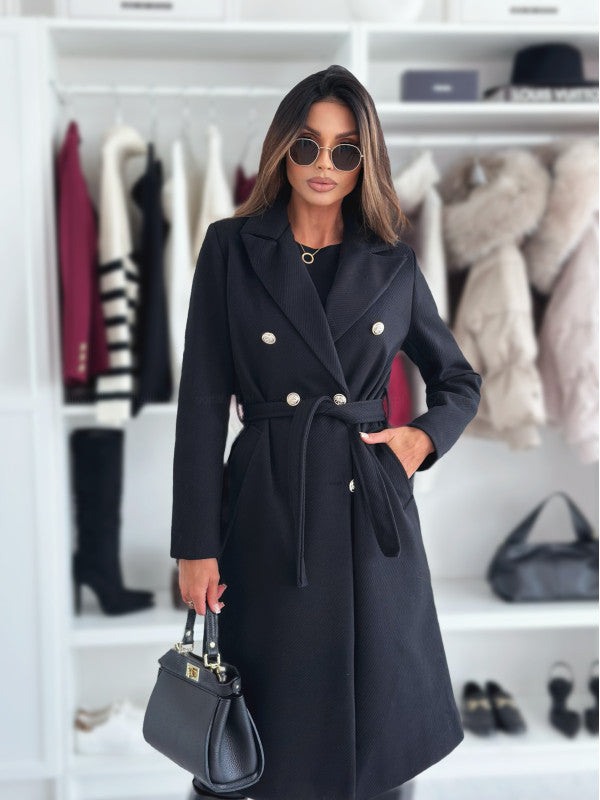 Double-Stitched Women's Trench Coat with Belt