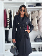 Double-Stitched Women's Trench Coat with Belt