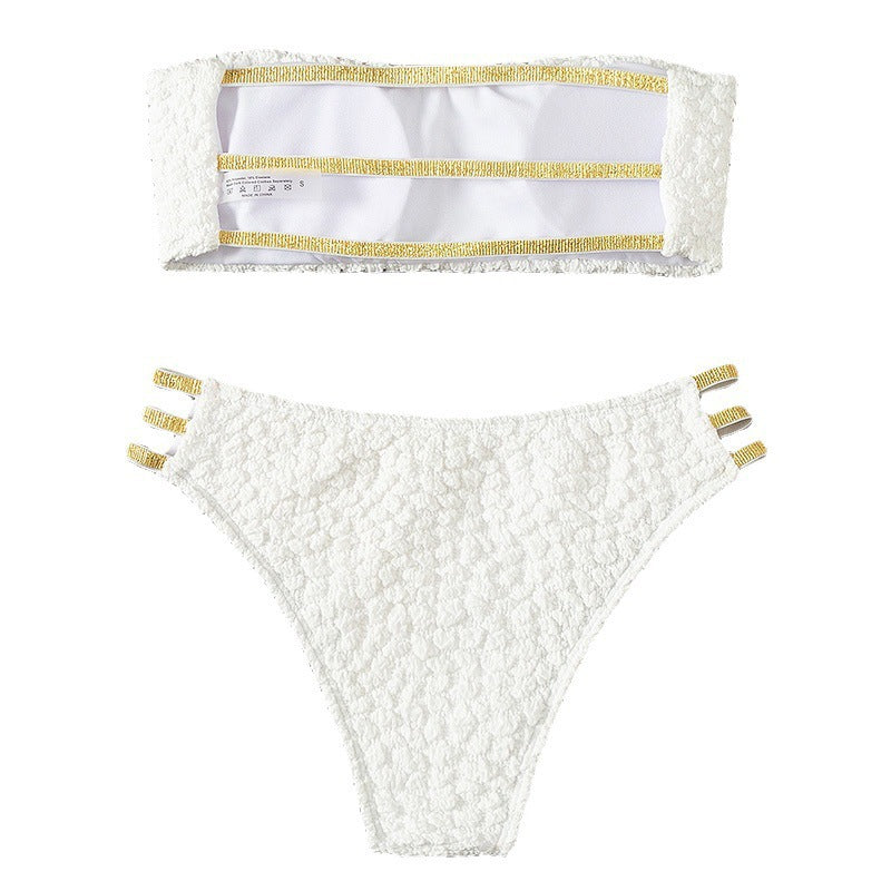 Women's Bandeau Bikini with Glossy Finish and Snap Details