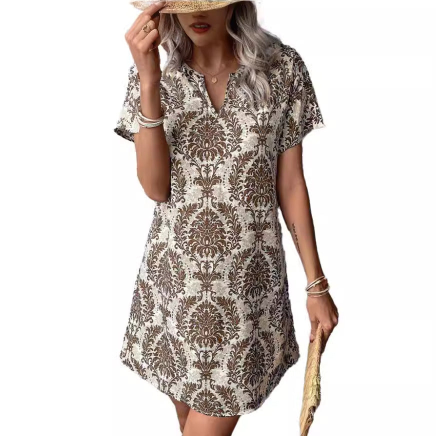 Women's Casual Floral V-Neck Dress