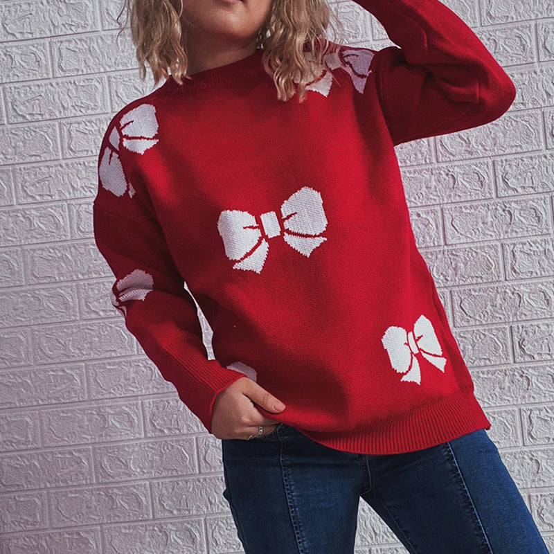 Women's Festive Sweater with Cheerful Bell Motif and Casual Cut