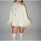 Elegant Women's Faux Fur Jacket with Glamorous Button Details