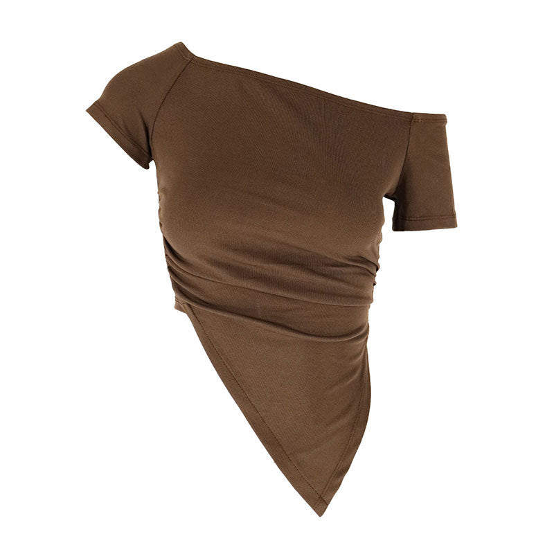 Women's Asymmetrical Ruched One-Shoulder Crop Top