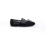 Women's Ballet Flats with Double Strap and Sparkling Look