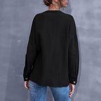 Casual Cropped Blouse with Button Details