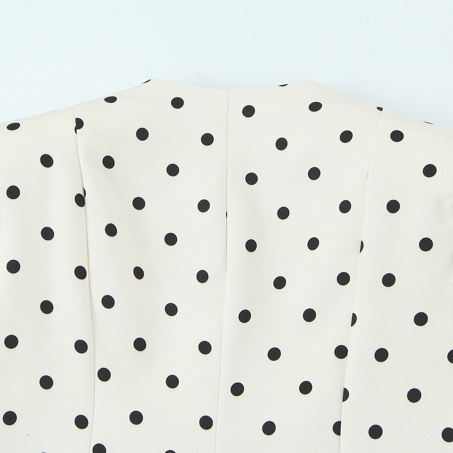 Women's Polka-Dot Blouse with Voluminous Sleeves