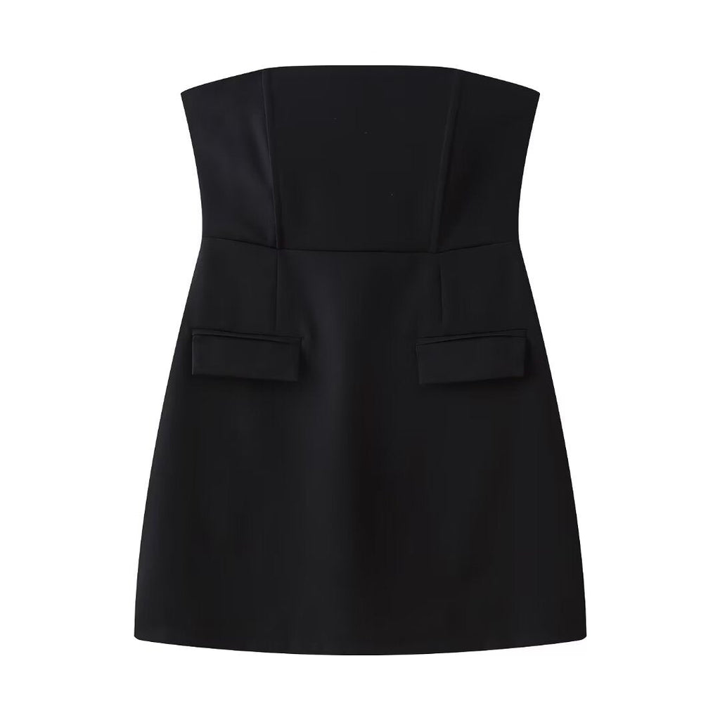 Women's Sleeveless Dress with Pockets and Slim Fit