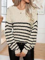 Women's Patterned Knit Sweater with Elegant Details