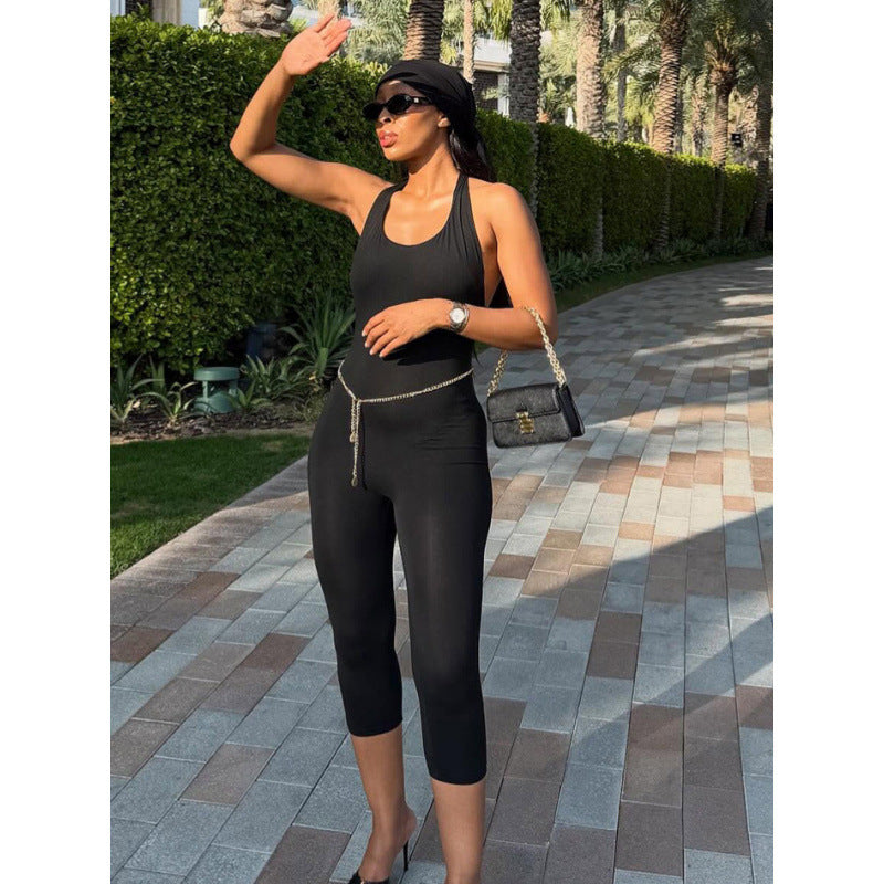 Elegant Fitted High-Neck Jumpsuit