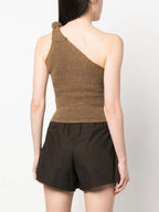 Women's Asymmetrical Knit Top with Decorative Knot