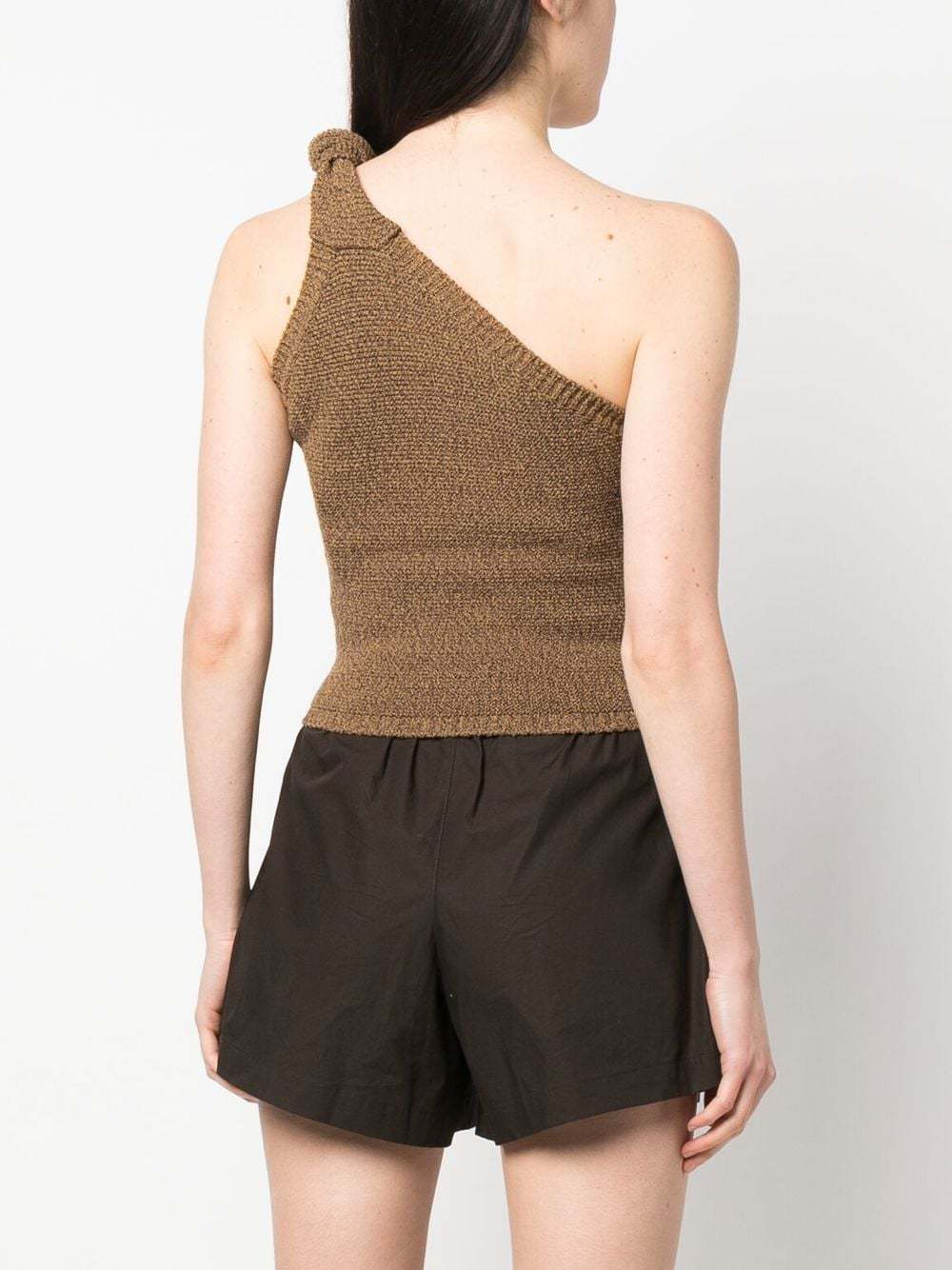 Women's Asymmetrical Knit Top with Decorative Knot