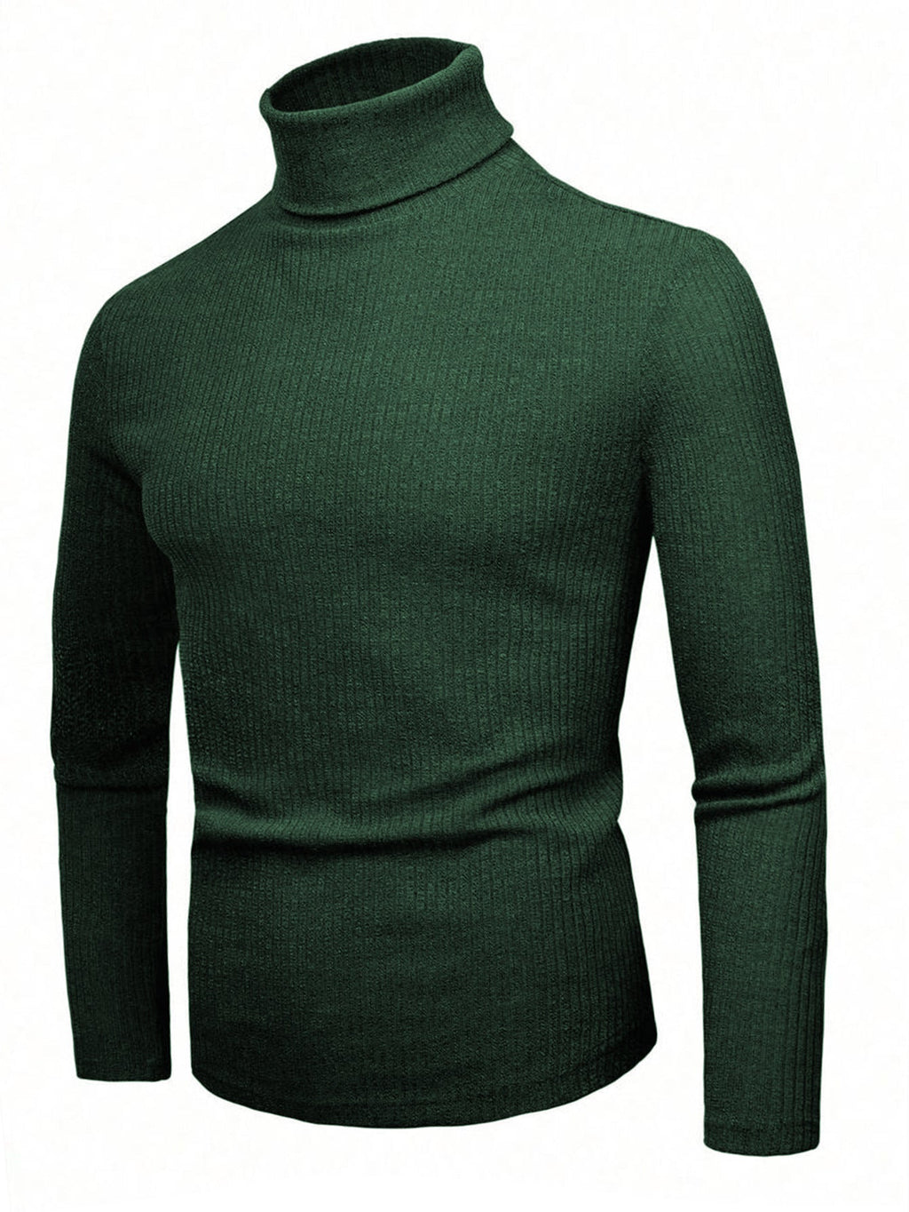 Elegant Knit Sweater with High Collar and Fine Ribbed Texture