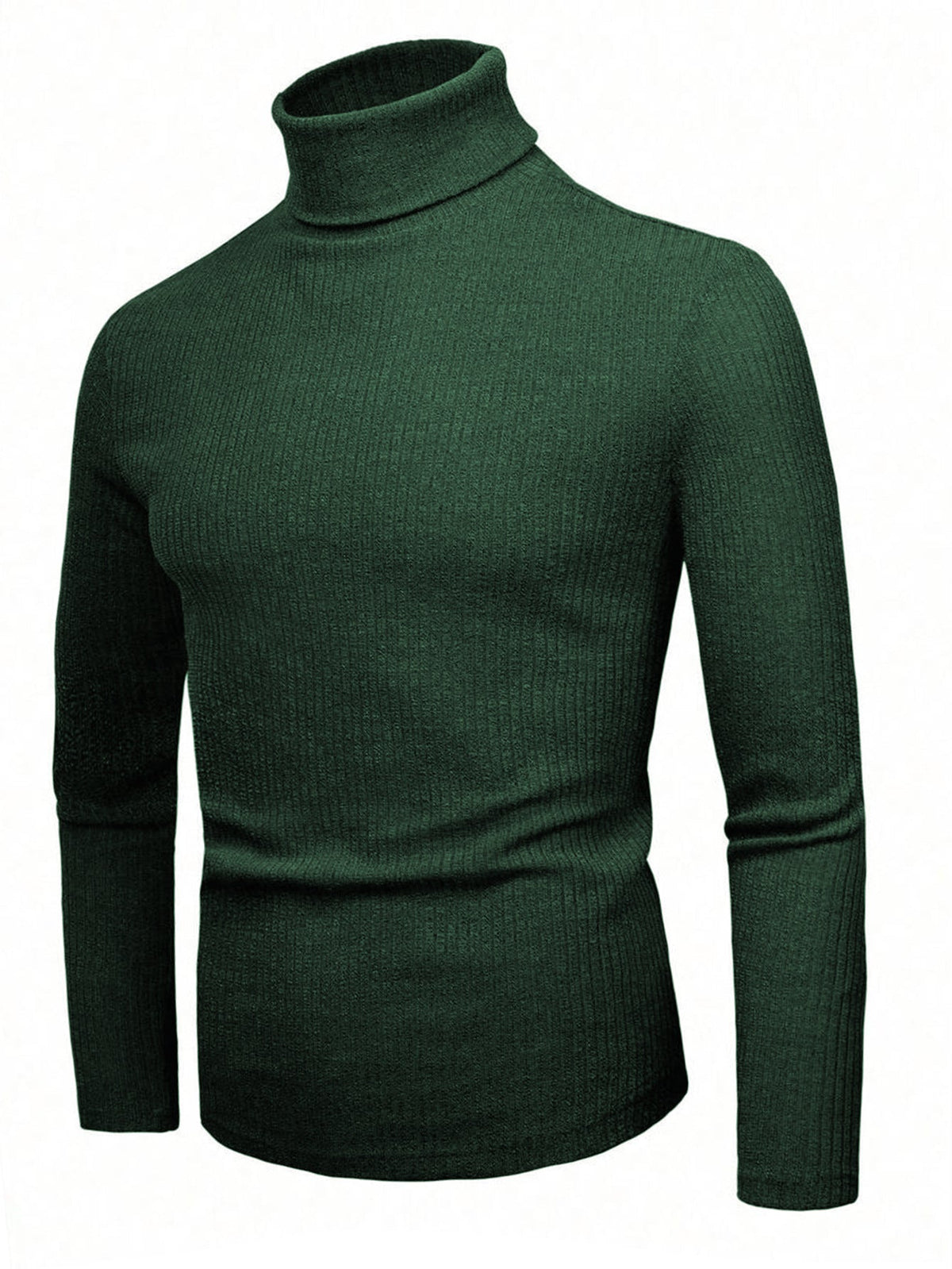 Elegant Knit Sweater with High Collar and Fine Ribbed Texture