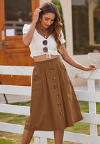 A-Line Skirt with Pockets and Button Front