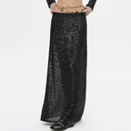 Women's Glittery Maxi Skirt with Slim Fit and High Waist