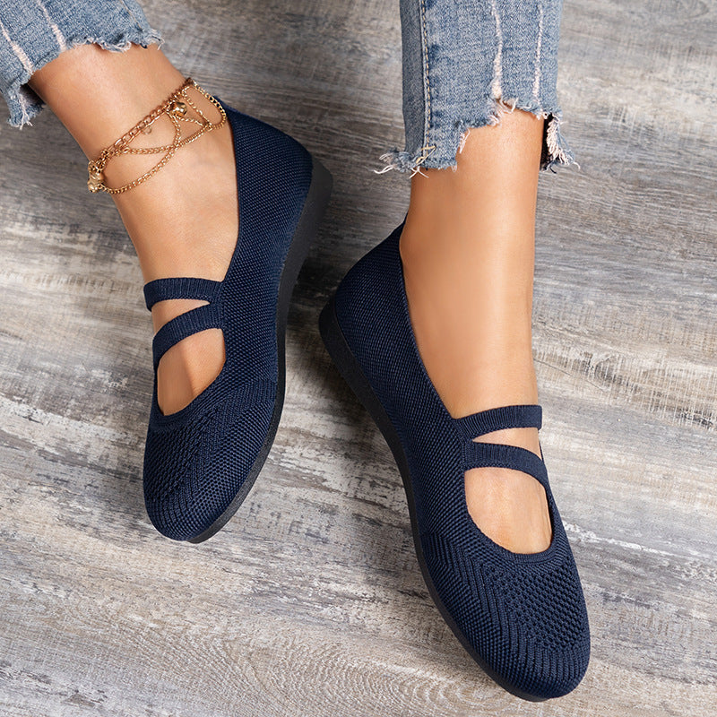 Women's Elastic Cross-Strap Breathable Ballet Flats