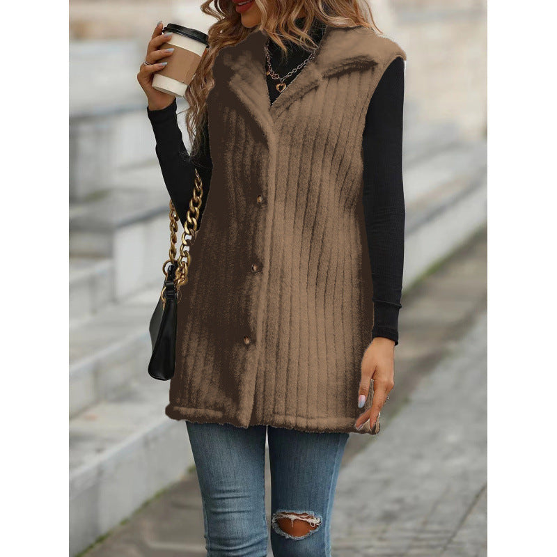 Women's Elegant and Cozy Teddy Jacket with Button Placket