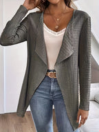 Women's Elegant Asymmetric Textured Cardigan