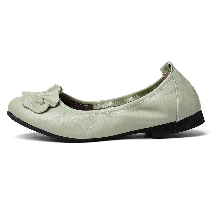 Women's Ballet Flats with Decorative Bow Accent and Non-Slip Sole