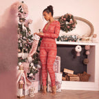 Women's Cozy Long-Sleeve Holiday Jumpsuit
