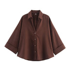 Women's Shirt Blouse with Casual Cut and Elegant 3/4 Sleeves