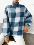 Women's Fleece Pullover with High Collar and Full-Length Zipper