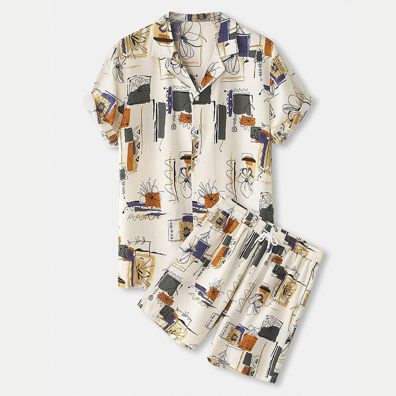 Women's Fashionable Short-Sleeve Set with Floral Pattern