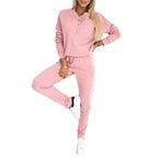 Women's Casual Jogging Suit with Elegant Button Details