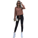 Elegant Blouse with Tie-Front and Chest Pockets