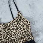 Women's Swimsuit with Ruffle Details and Leopard Print