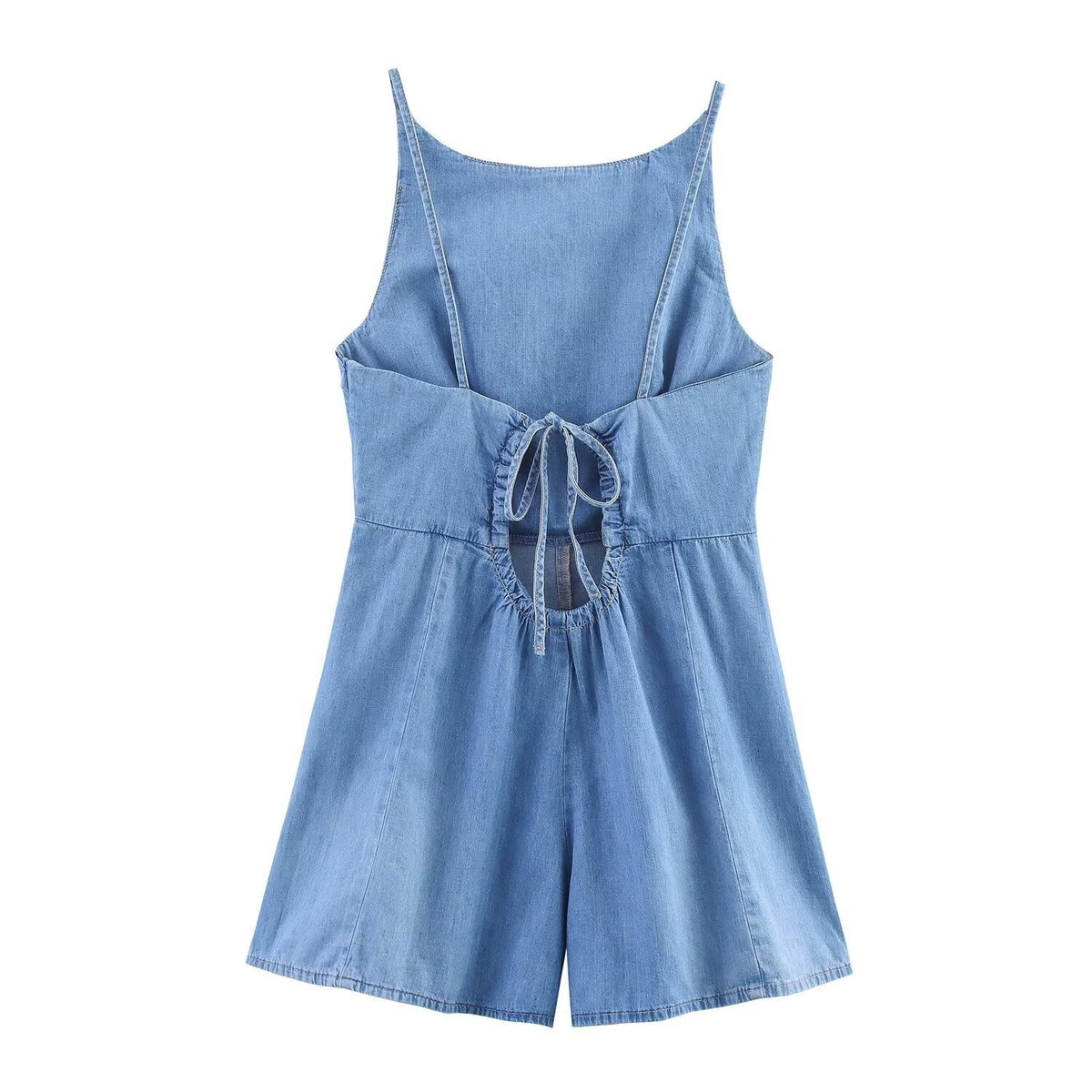 Women's Slim-Fit Denim Jumpsuit with Adjustable Straps