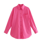 Women's Long-Sleeve Blouse with Elegant Cut and Cotton Fabric