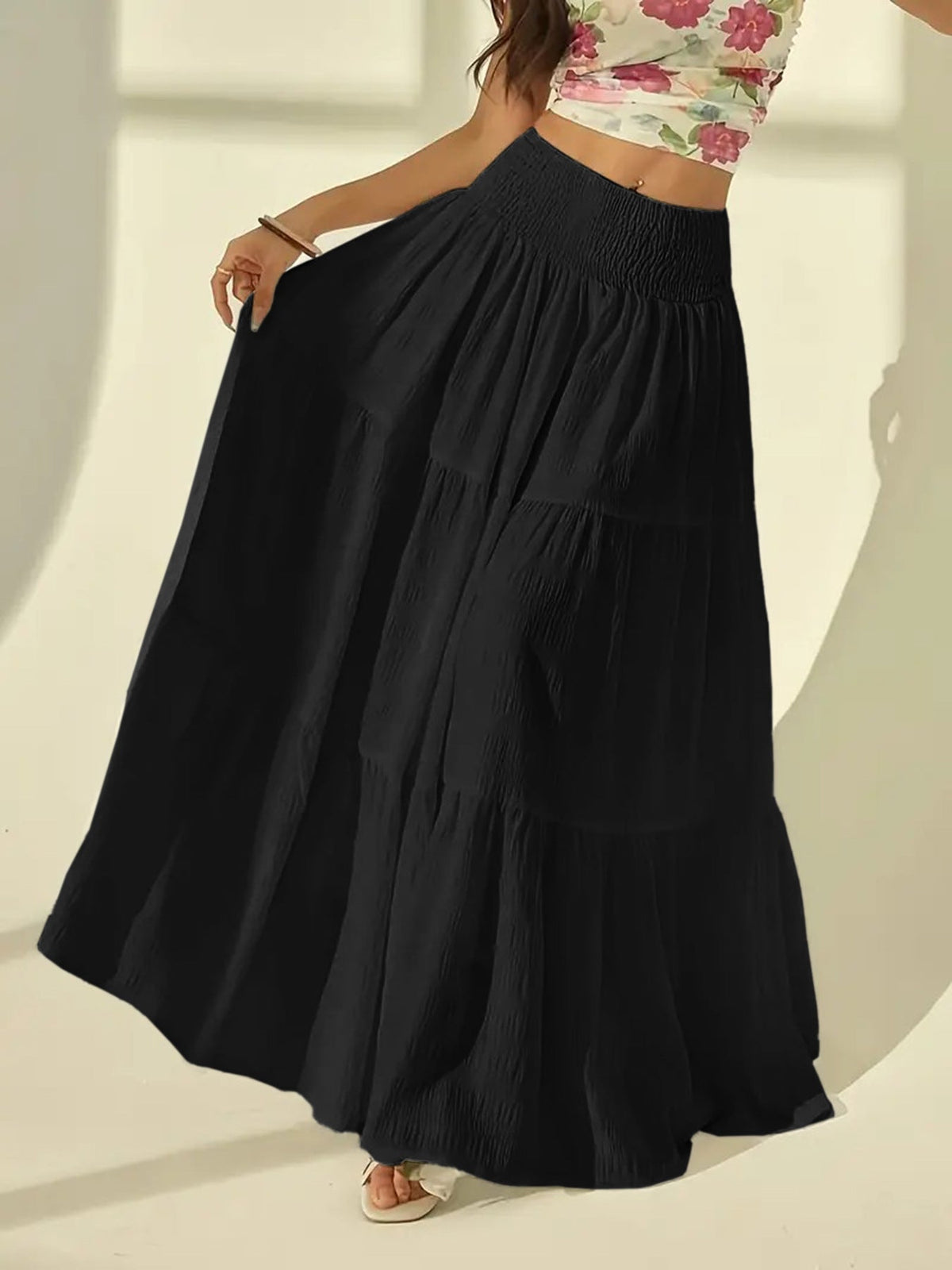 Women's Maxi Skirt with Voluminous Layered Design