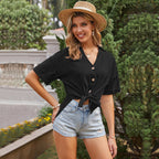 Women's Short-Sleeve Blouse with Knot Detail