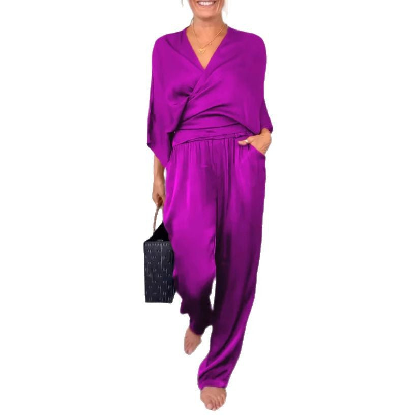 Elegant and Comfortable Satin Pantsuit