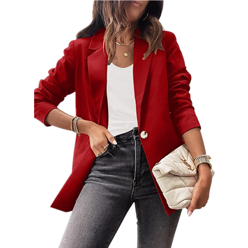 Women's Elegant Blazer with Unique Cut and Subtle Button Details