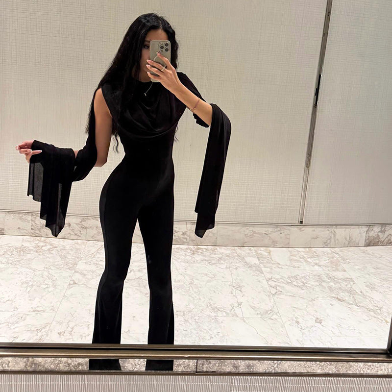 Elegant Draped Wide-Leg Jumpsuit