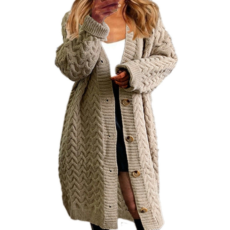 Women's Chunky Knit Cardigan with Button Details