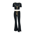 Women's Fashionable Cropped Top with Wide Pants