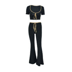 Women's Fashionable Cropped Top with Wide Pants